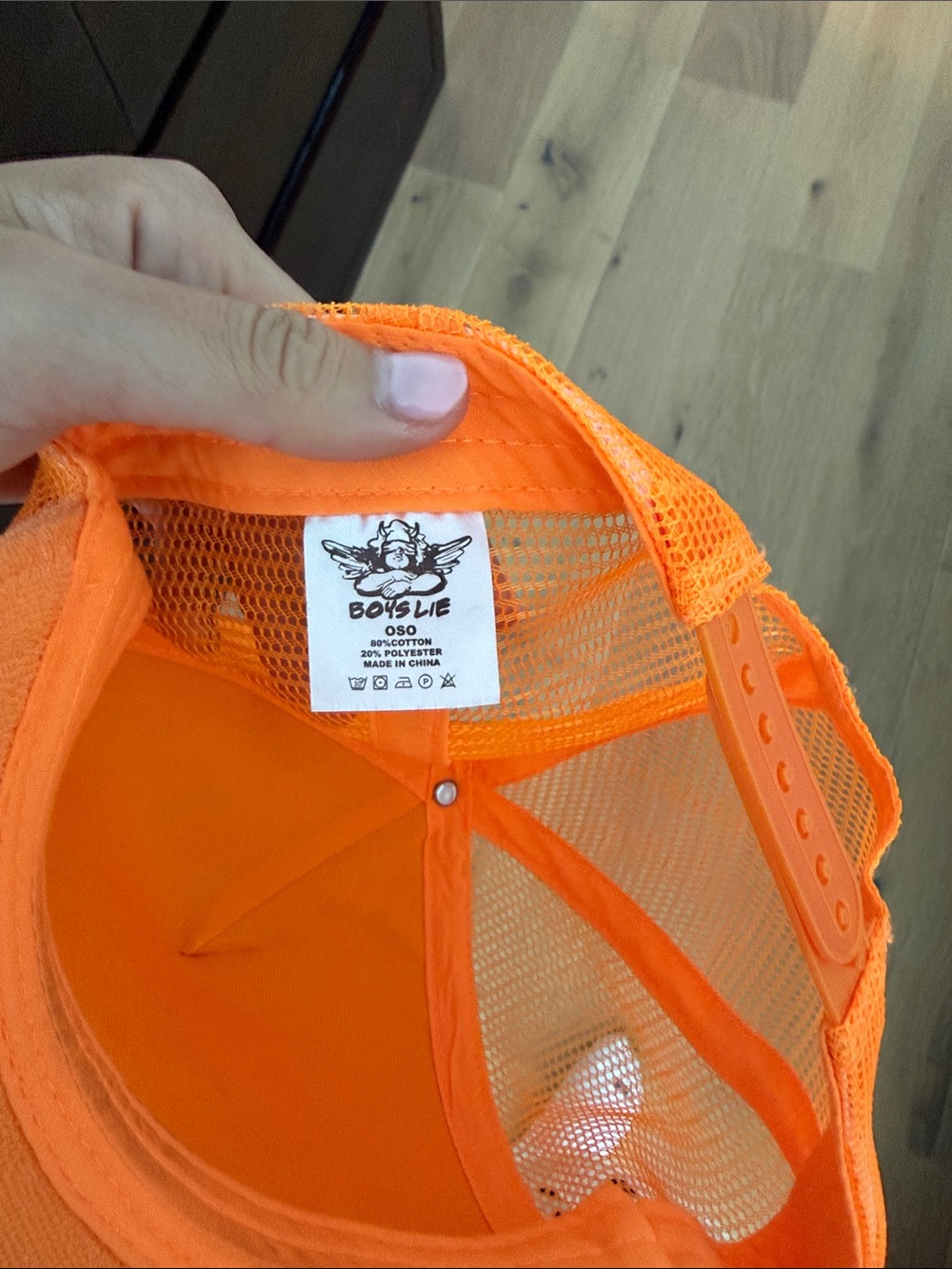 Boys Lie Neon Orange Mesh Trucker Hat - Picture 3 of 3